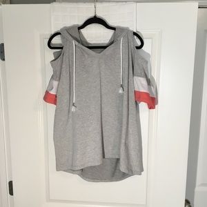 Live Well Active Women’s Open Shoulder Hoodie Sweatshirt Gray/ Peach Size 18/20W